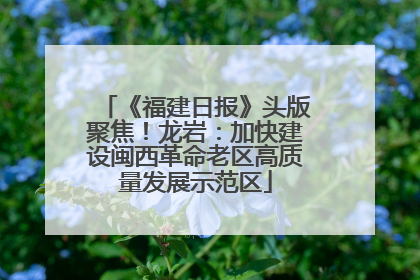 《福建日报》头版聚焦！龙岩：加快建设闽西革命老区高质量发展示范区