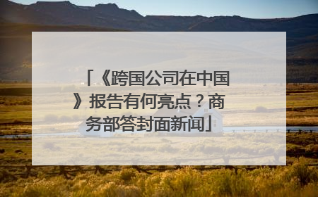 《跨国公司在中国》报告有何亮点？商务部答封面新闻