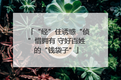 “经”住诱惑“侦”惜拥有 守好百姓的“钱袋子”