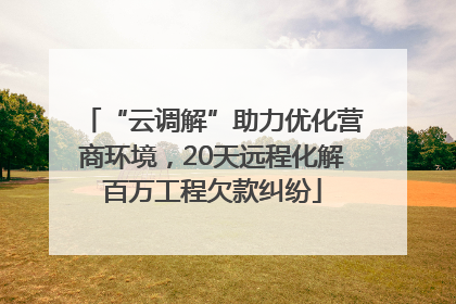 “云调解”助力优化营商环境，20天远程化解百万工程欠款纠纷
