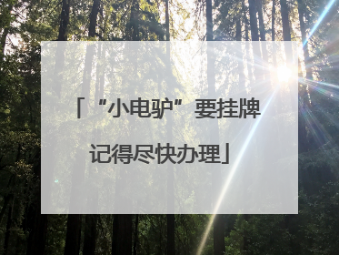 “小电驴”要挂牌 记得尽快办理