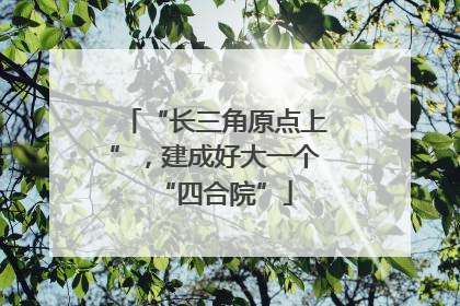 “长三角原点上”，建成好大一个“四合院”