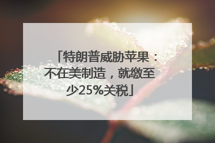 特朗普威胁苹果：不在美制造，就缴至少25%关税