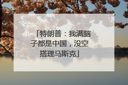 特朗普：我满脑子都是中国，没空搭理马斯克