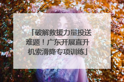 破解救援力量投送难题！广东开展直升机索滑降专项训练