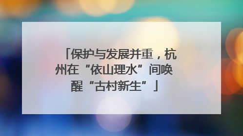 保护与发展并重，杭州在“依山理水”间唤醒“古村新生”