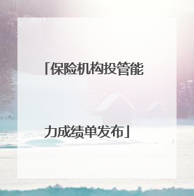 保险机构投管能力成绩单发布