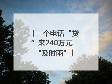 一个电话“贷”来240万元“及时雨”