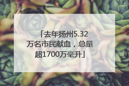 去年扬州5.32万名市民献血，总量超1700万毫升
