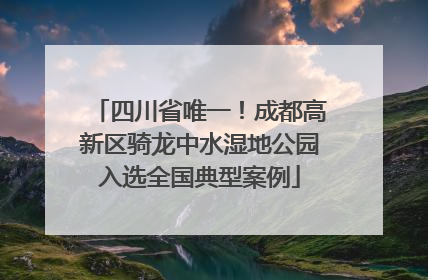 四川省唯一！成都高新区骑龙中水湿地公园入选全国典型案例