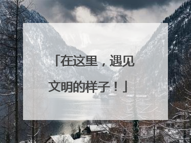 在这里，遇见文明的样子！