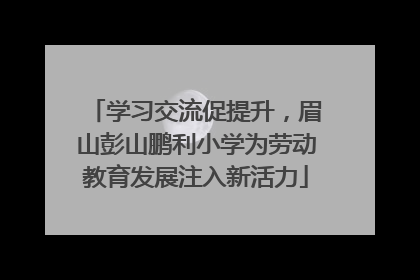 学习交流促提升，眉山彭山鹏利小学为劳动教育发展注入新活力
