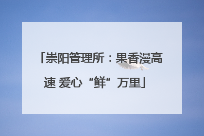 崇阳管理所：果香漫高速 爱心“鲜”万里