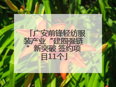 广安前锋轻纺服装产业“建圈强链”新突破 签约项目11个