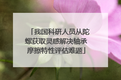 我国科研人员从陀螺获取灵感解决轴承摩擦特性评估难题