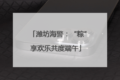 潍坊海警：“粽”享欢乐共度端午