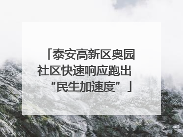 泰安高新区奥园社区快速响应跑出“民生加速度”