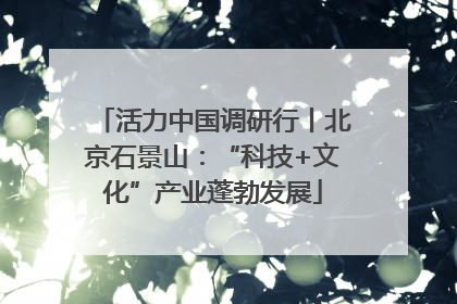 活力中国调研行丨北京石景山：“科技+文化”产业蓬勃发展