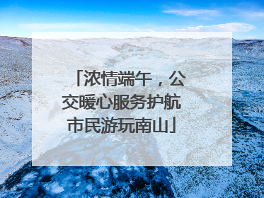 浓情端午，公交暖心服务护航市民游玩南山