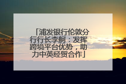 浦发银行伦敦分行行长李舸：发挥跨境平台优势，助力中英经贸合作