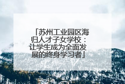 苏州工业园区海归人才子女学校：让学生成为全面发展的终身学习者