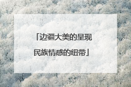 边疆大美的呈现 民族情感的纽带