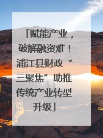 赋能产业，破解融资难！浦江县财政“三聚焦”助推传统产业转型升级