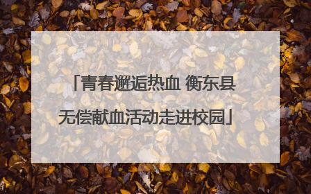 青春邂逅热血 衡东县无偿献血活动走进校园
