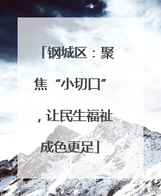 钢城区：聚焦“小切口”，让民生福祉成色更足