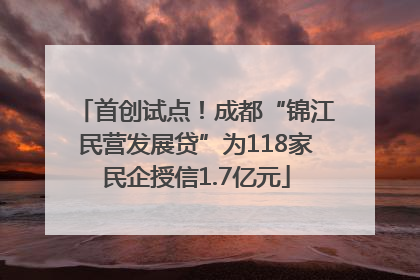 首创试点！成都“锦江民营发展贷”为118家民企授信1.7亿元