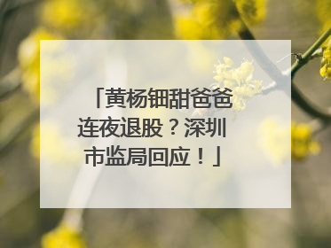 黄杨钿甜爸爸连夜退股？深圳市监局回应！