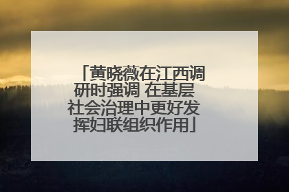 黄晓薇在江西调研时强调 在基层社会治理中更好发挥妇联组织作用